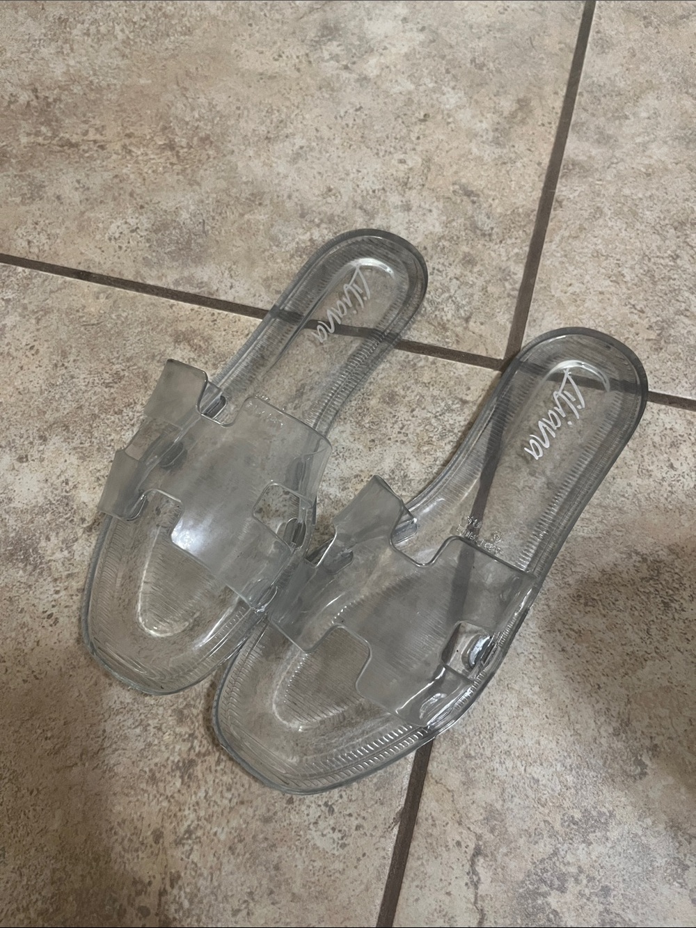 Clear Jelly Slide Sandals - Transparent